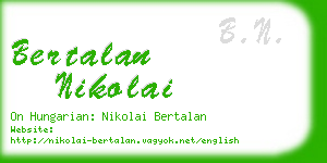 bertalan nikolai business card